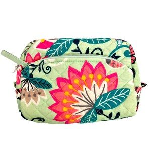 Vera Bradley NWT Iconic Medium Cosmetic Bag Mint Flowers Design Green Floral